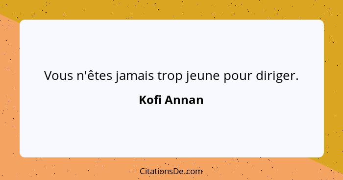 Vous n'êtes jamais trop jeune pour diriger.... - Kofi Annan