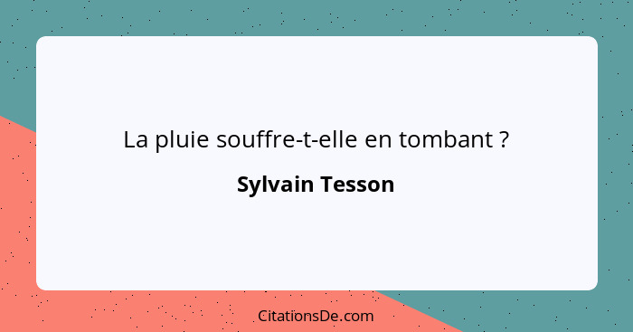 La pluie souffre-t-elle en tombant ?... - Sylvain Tesson