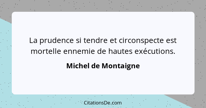La prudence si tendre et circonspecte est mortelle ennemie de hautes exécutions.... - Michel de Montaigne