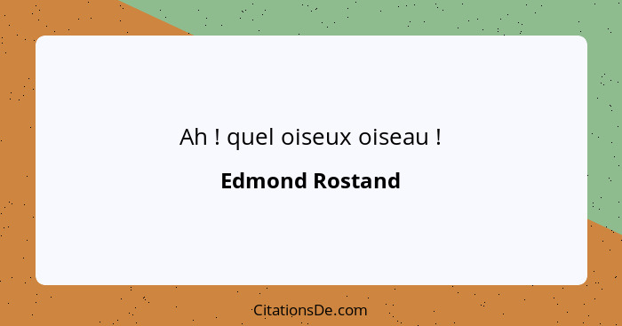 Ah ! quel oiseux oiseau !... - Edmond Rostand