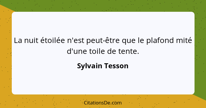 La nuit étoilée n'est peut-être que le plafond mité d'une toile de tente.... - Sylvain Tesson