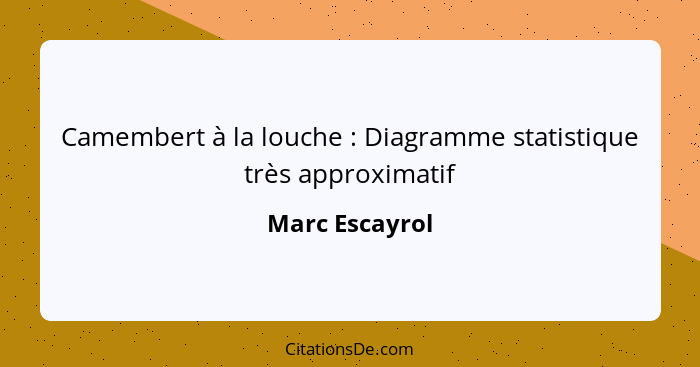 Camembert à la louche : Diagramme statistique très approximatif... - Marc Escayrol