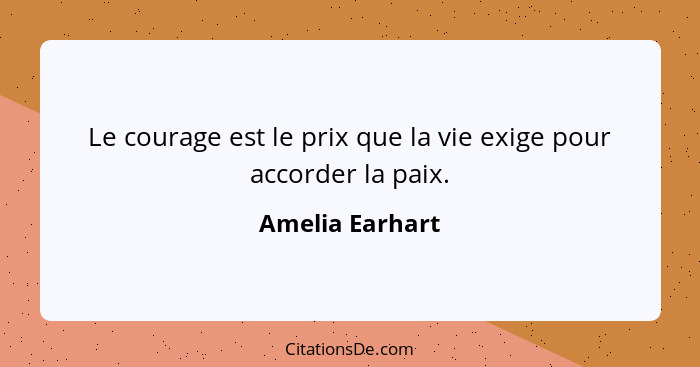 Le courage est le prix que la vie exige pour accorder la paix.... - Amelia Earhart