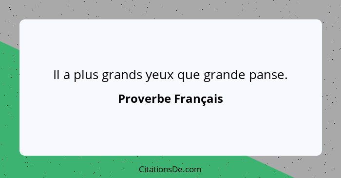 Il a plus grands yeux que grande panse.... - Proverbe Français