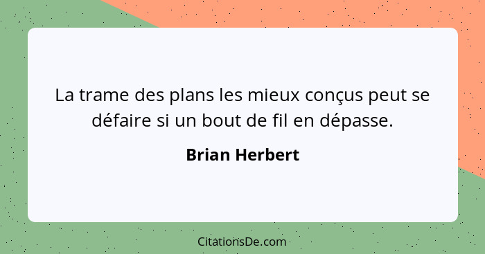 La trame des plans les mieux conçus peut se défaire si un bout de fil en dépasse.... - Brian Herbert