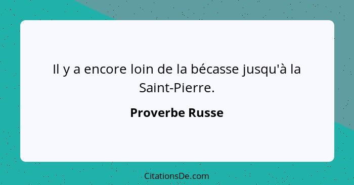 Il y a encore loin de la bécasse jusqu'à la Saint-Pierre.... - Proverbe Russe