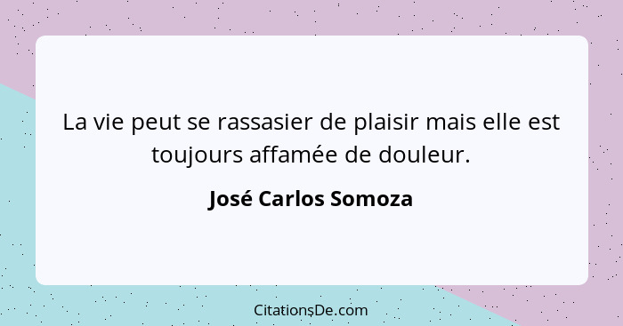 La vie peut se rassasier de plaisir mais elle est toujours affamée de douleur.... - José Carlos Somoza