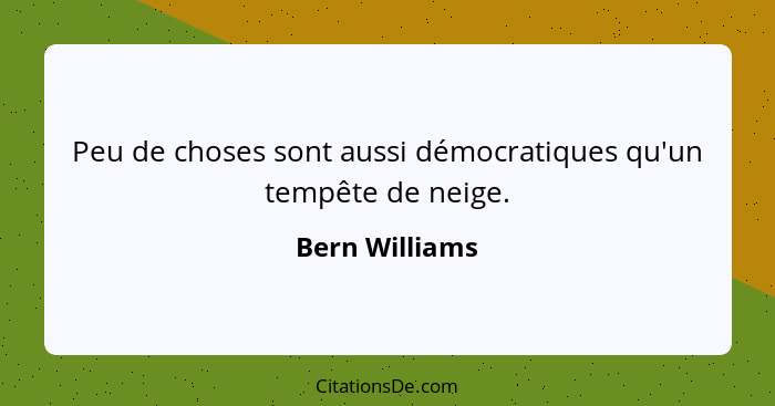 Peu de choses sont aussi démocratiques qu'un tempête de neige.... - Bern Williams
