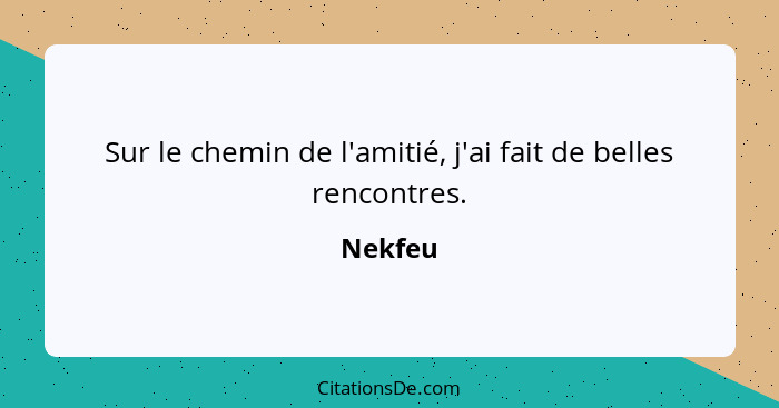 Sur le chemin de l'amitié, j'ai fait de belles rencontres.... - Nekfeu