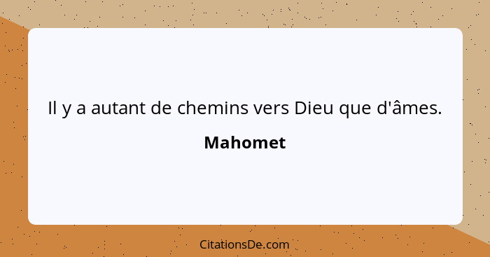 Il y a autant de chemins vers Dieu que d'âmes.... - Mahomet